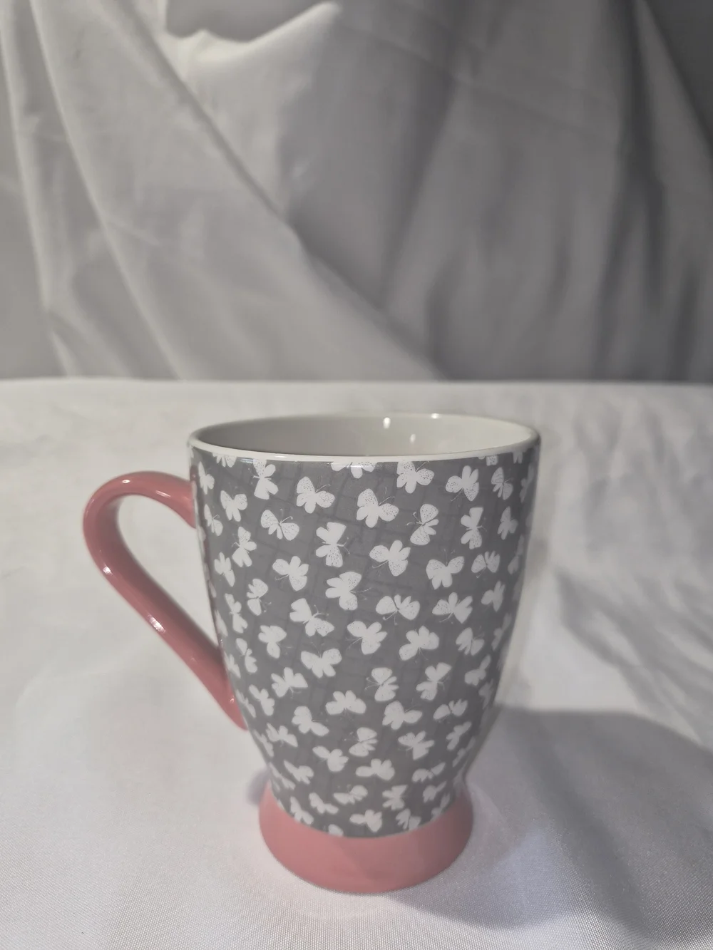 Retirement Butterfly Accent Mug in Gray & Pink